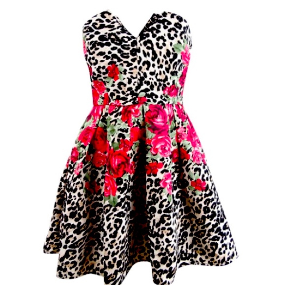 Tweeze Me leopard Rose Print Formal dress